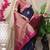 Navy blue banarasi silk blend saree with magenta pink zari border & brocade blouse