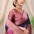 Navy blue banarasi silk blend saree with magenta pink zari border & brocade blouse