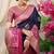 Navy blue banarasi silk blend saree with magenta pink zari border & brocade blouse