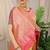 Light yellow banarasi silk blend saree with pink zari border & brocade blouse