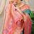 Sea green banarasi silk blend saree with pink zari border & brocade blouse