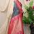 Slate grey banarasi silk blend saree with magenta pink zari border & brocade blouse