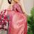 Slate grey banarasi silk blend saree with magenta pink zari border & brocade blouse