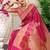 Rani pink banarasi silk blend saree with pink zari border & brocade blouse