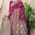 Wine banarasi silk blend saree with rich zari woven border