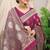 Wine banarasi silk blend saree with rich zari woven border