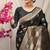 Black banarasi silk blend saree with rich zari woven border