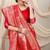 Red banarasi silk blend saree with rich zari woven border