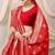 Red banarasi silk blend saree with rich zari woven border