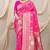 Rani pink banarasi silk blend saree with rich zari woven border