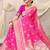 Rani pink banarasi silk blend saree with rich zari woven border