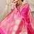 Rani pink banarasi silk blend saree with rich zari woven border