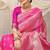 Rani pink banarasi silk blend saree with rich zari woven border
