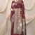 Maroon banarasi silk blend saree with rich zari woven border