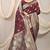 Maroon banarasi silk blend saree with rich zari woven border
