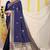 Navy blue banarasi silk blend saree with zari border & woven buti design