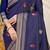 Navy blue banarasi silk blend saree with zari border & woven buti design