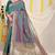 Teal green dual-tone banarasi silk blend saree with zari border & woven buti design