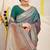 Teal green dual-tone banarasi silk blend saree with zari border & woven buti design