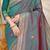 Teal green dual-tone banarasi silk blend saree with zari border & woven buti design