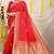 Red banarasi silk blend saree with zari border & woven buti design