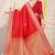 Red banarasi silk blend saree with zari border & woven buti design