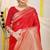 Red banarasi silk blend saree with zari border & woven buti design