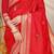 Red banarasi silk blend saree with zari border & woven buti design