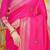 Rani pink banarasi silk blend saree with zari border & woven buti design