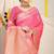 Pink banarasi silk blend saree with zari border & woven buti design