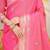 Pink banarasi silk blend saree with zari border & woven buti design