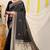 Black banarasi silk blend saree with zari border & woven buti design