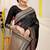Black banarasi silk blend saree with zari border & woven buti design