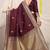 Maroon banarasi silk blend saree with zari border & woven buti design