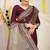 Maroon banarasi silk blend saree with zari border & woven buti design