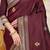 Maroon banarasi silk blend saree with zari border & woven buti design