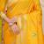 Mustard yellow banarasi silk blend saree with zari border & woven buti design