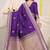 Deep violet banarasi silk blend saree with zari border & woven buti design