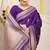 Deep violet banarasi silk blend saree with zari border & woven buti design