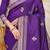 Deep violet banarasi silk blend saree with zari border & woven buti design