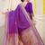 Purple banarasi silk blend saree with zari border & woven buti design
