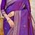 Purple banarasi silk blend saree with zari border & woven buti design