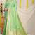 Light green banarasi silk blend saree with zari border & woven buti design