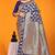 Navy blue banarasi silk blend saree with rich gold zari weaving & brocade pallu