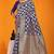 Navy blue banarasi silk blend saree with rich gold zari weaving & brocade pallu