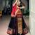Black Rayon Gamthi Kutchi Embroidered free size Lehenga Choli with Red Bandhej Dupatta for Navratri & Garba