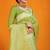 Light green banarasi silk blend saree with rich gold zari weaving & brocade pallu