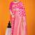 Rani pink banarasi silk blend saree with rich gold zari weaving & brocade pallu