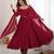 Maroon heavy pure mal chanderi anarkali gown set with mirror lace dupatta & pants