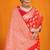 Red banarasi silk blend saree with rich gold zari weaving & brocade pallu